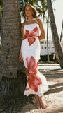 Brittani Strapless Maxi Dress White Red