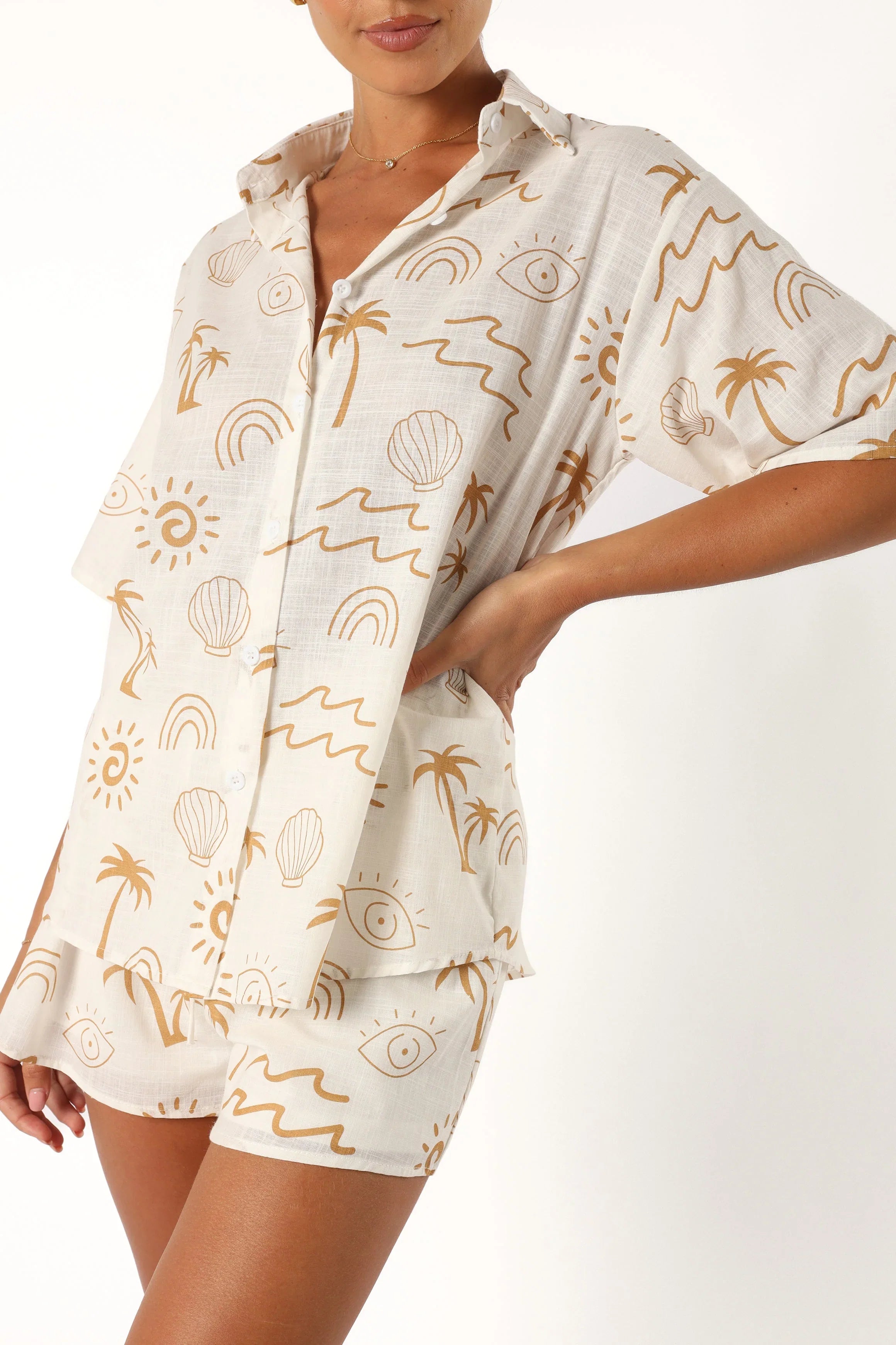 Tally Short Set White Beige