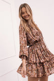 Alby Long Sleeve Mini Dress Chocolate Brown