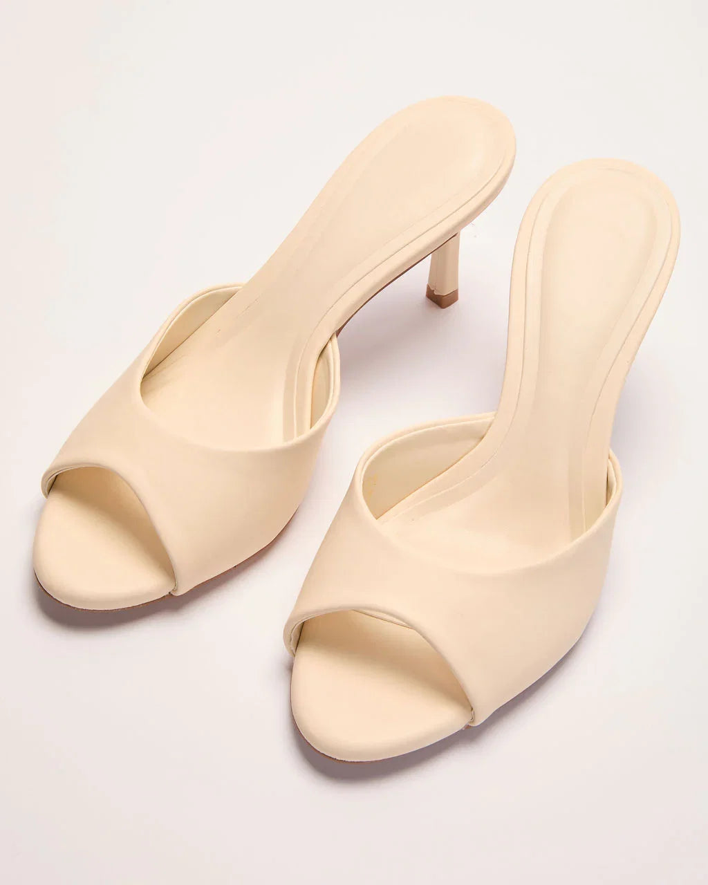 Liorra Vegan Leather Heeled Peep Toe Mules