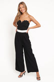 Elaria Scalloped Belted Jumpsuit Black