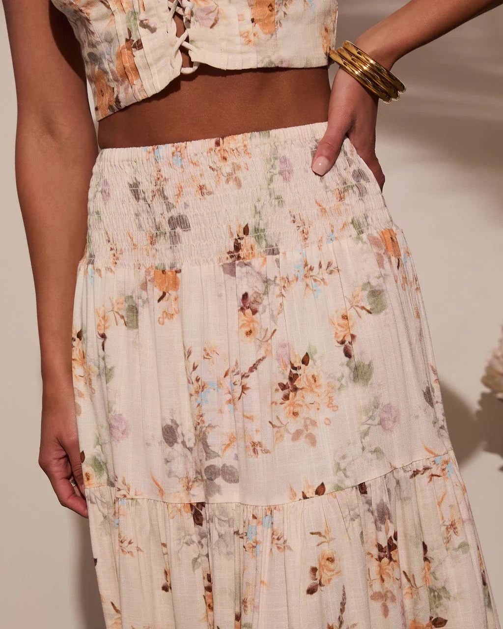 Sightseer Tiered Floral Maxi Skirt