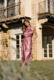 Anabelle Halter Neck Midi Dress Dark Rose Floral