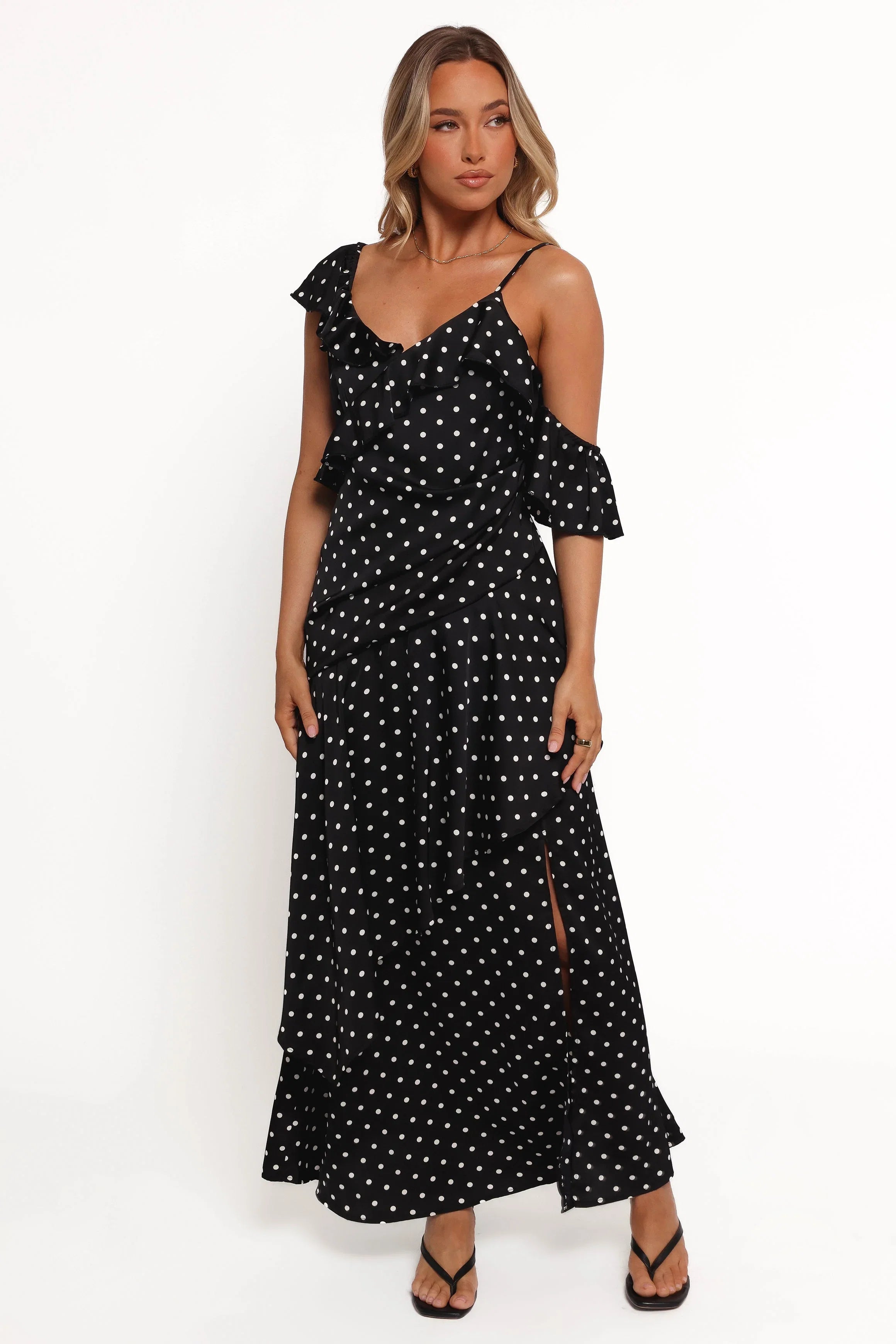 Adelina Maxi Dress Black Polka Dot