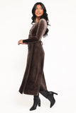 Darby Long Sleeve Midi Dress Dark Brown