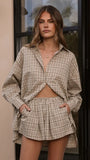 Arli Shorts Beige Brown Plaid