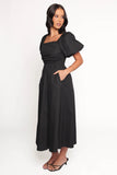 Clo Puff Sleeve Midi Dress Black
