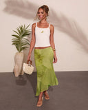 Tropical Treat Embellished Lime Tank Top