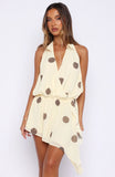 Time Of My Life Halter Mini Dress Cream Choc Polka Dot