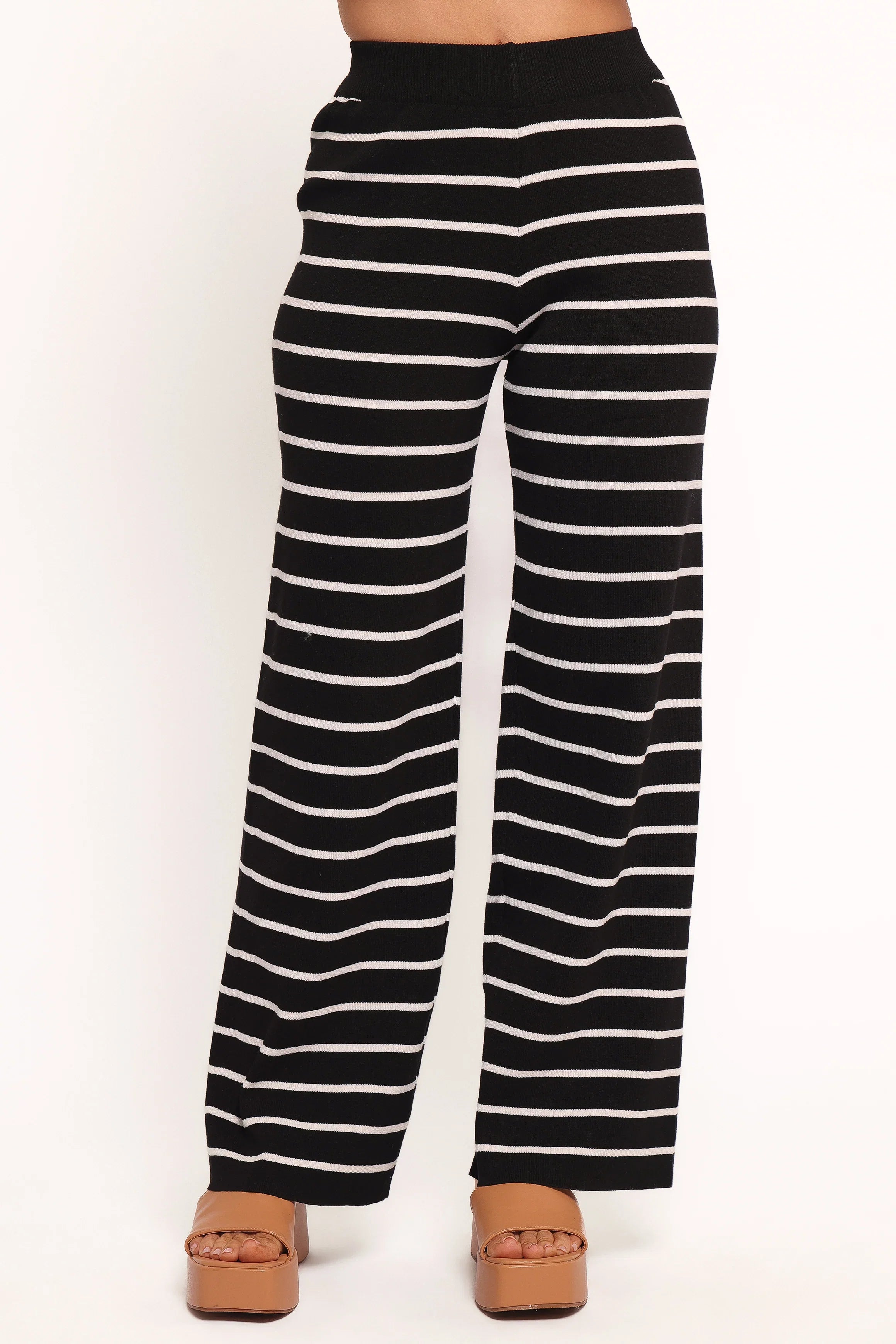 Juna Knitted Pant Set Black White Stripe