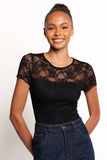 Ziva Lace Overlay Bodysuit Black