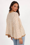 Zina Contrast Cardigan Tan