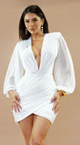 Deniz Surplice Mini Dress White