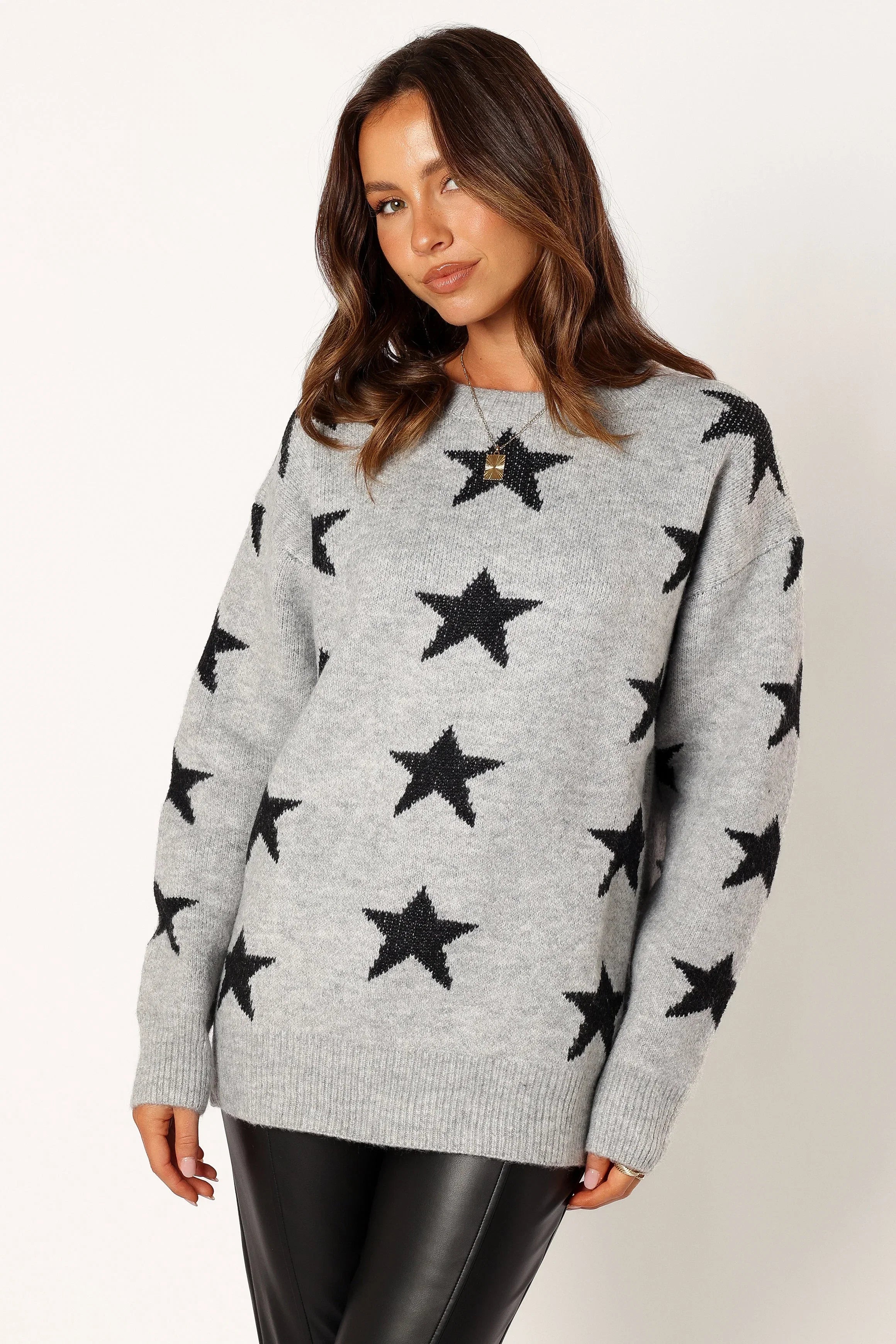 Janiyah Star Knit Sweater Grey Black
