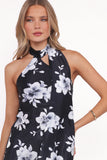 Freida Halter Midi Dress Black Floral