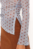 Annora Asymmetrical Mesh Top Blue Dot