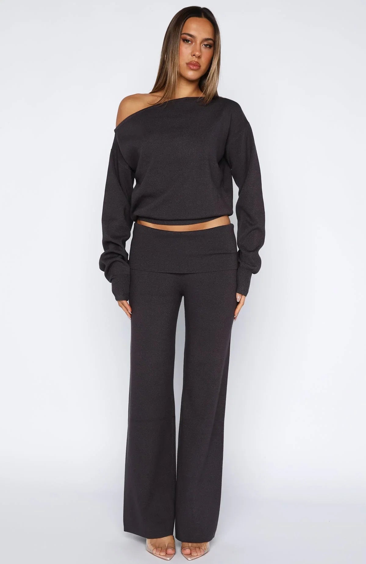Cant Find The Words Knit Sweater Charcoal