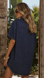 Maliha Button Up Mini Dress Dark Denim