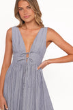 Annora Midi Dress Navy Pinstripe