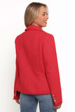 Simona Single Button Twill Blazer Red