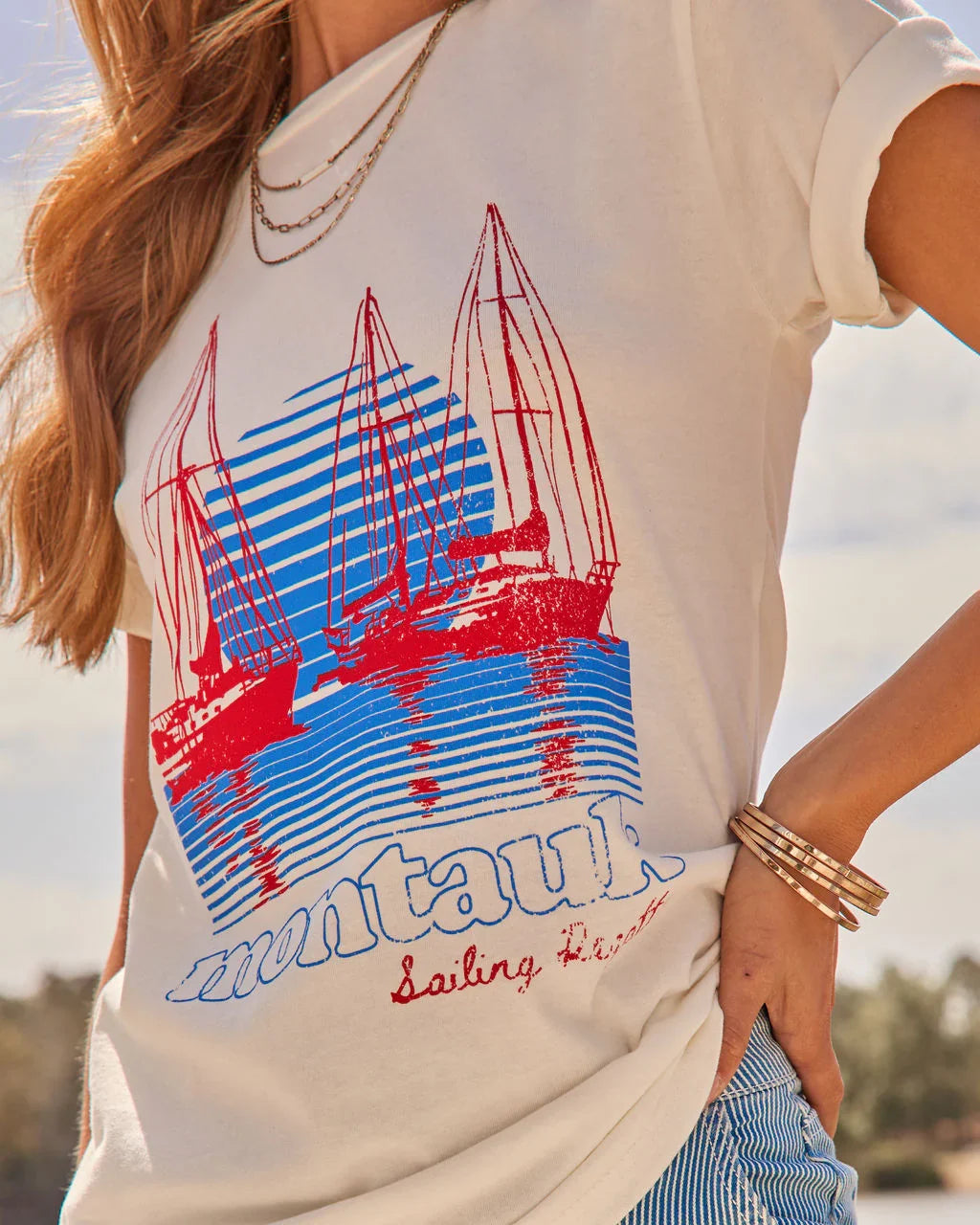 Montauk Sailing Graphic Cotton Short Sleeve Tee