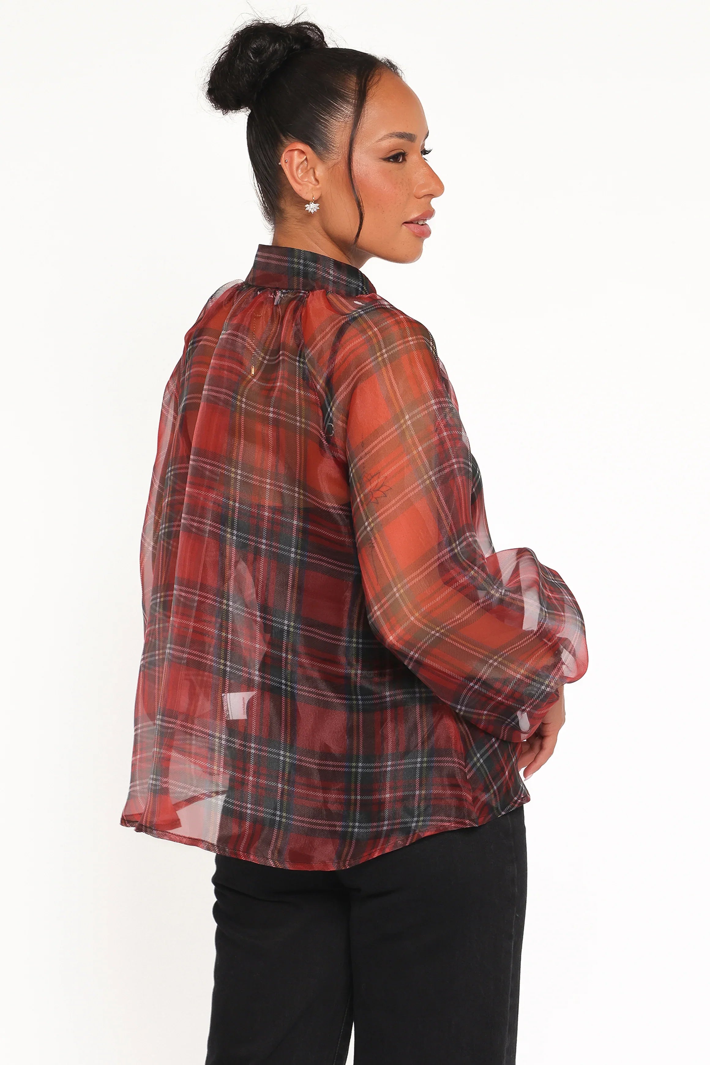 Marni Organza Top Red Plaid