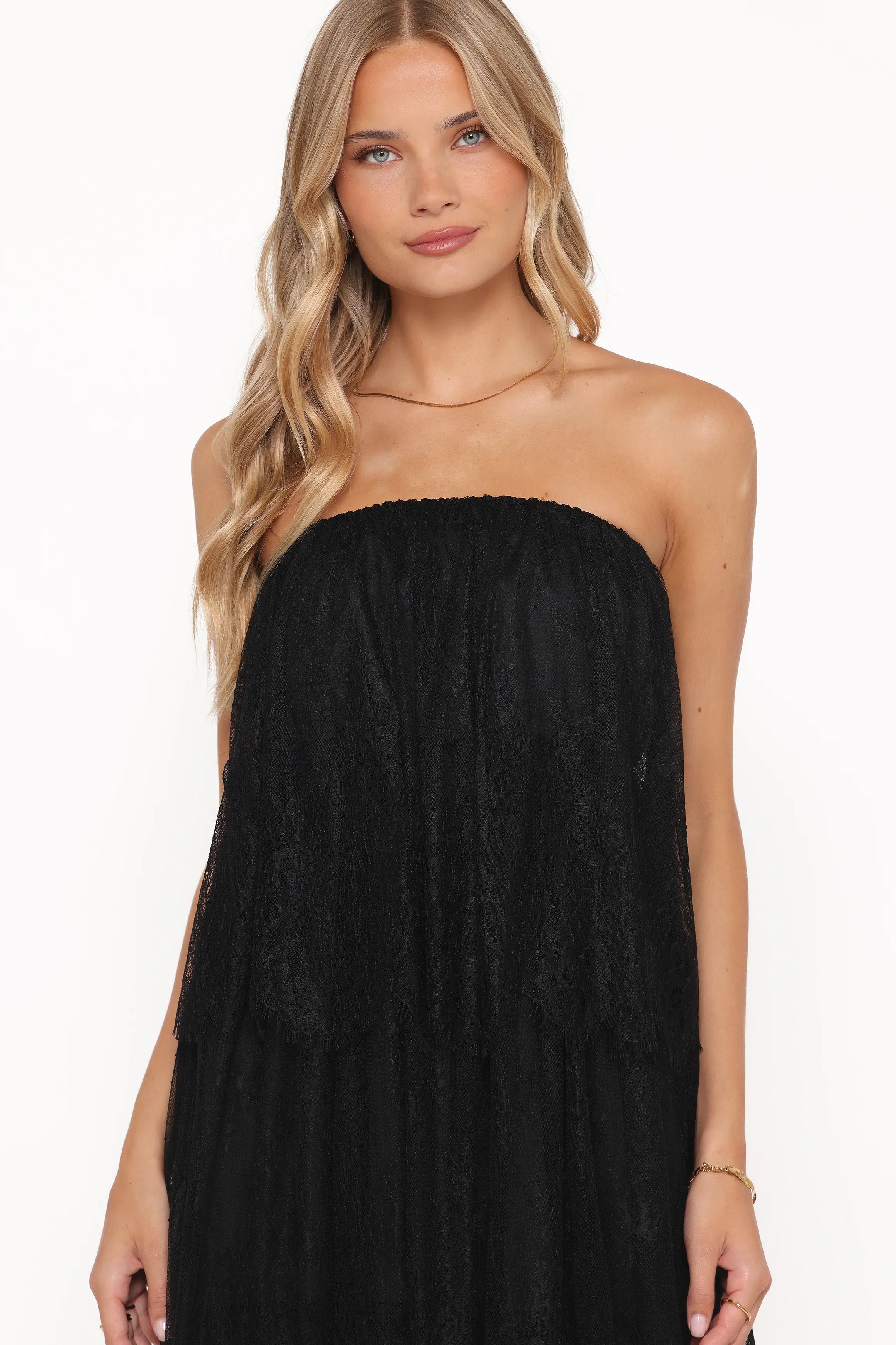 Bloom Strapless Maxi Dress Black Lace