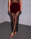 Moonveil Velvet Lace Midi Skirt