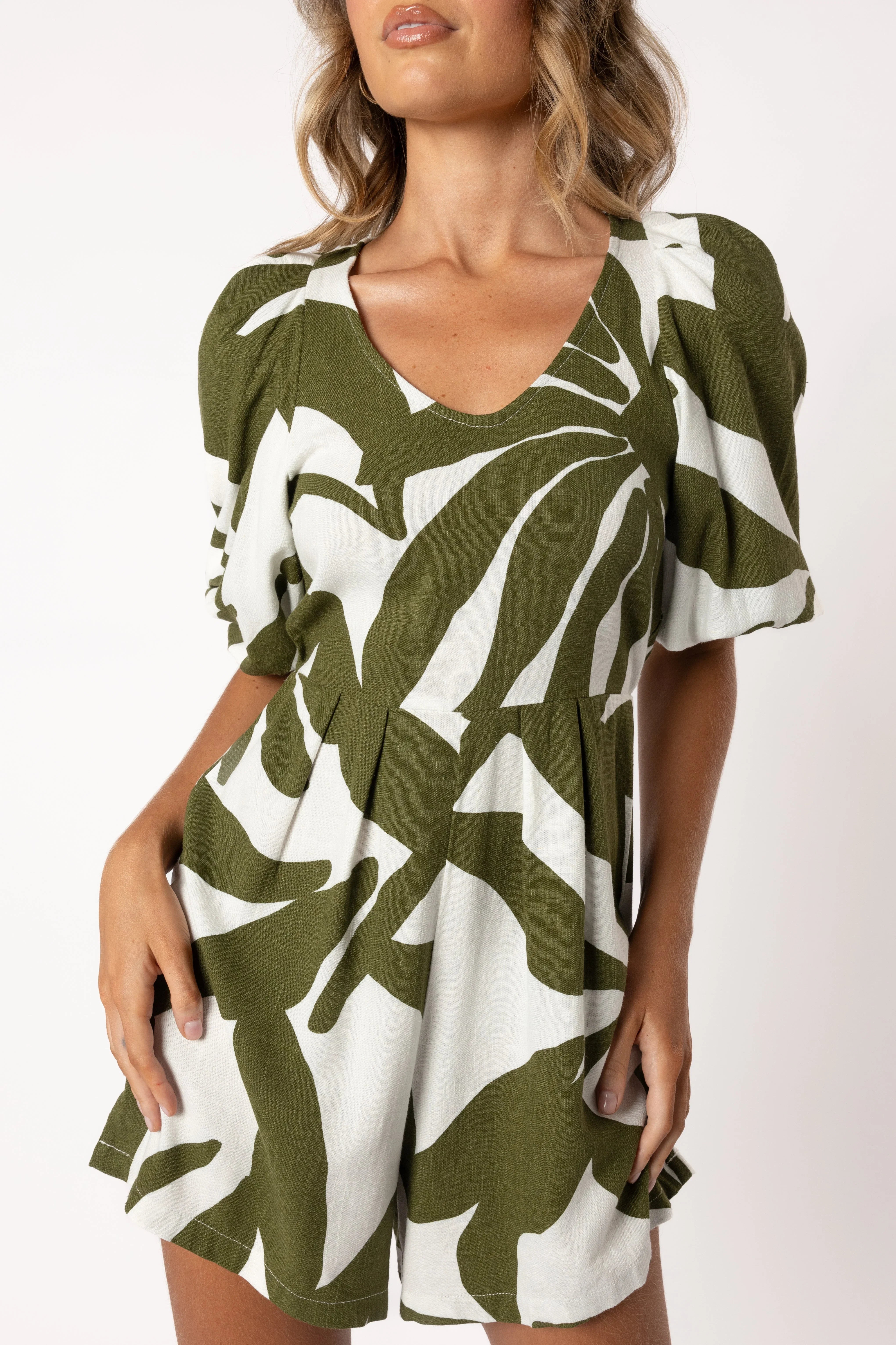 Matilda Romper Olive Palm
