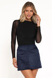 Aine Mesh Sleeve Bodysuit Black