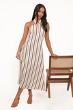 Katherine Midi Dress Brown Stripe