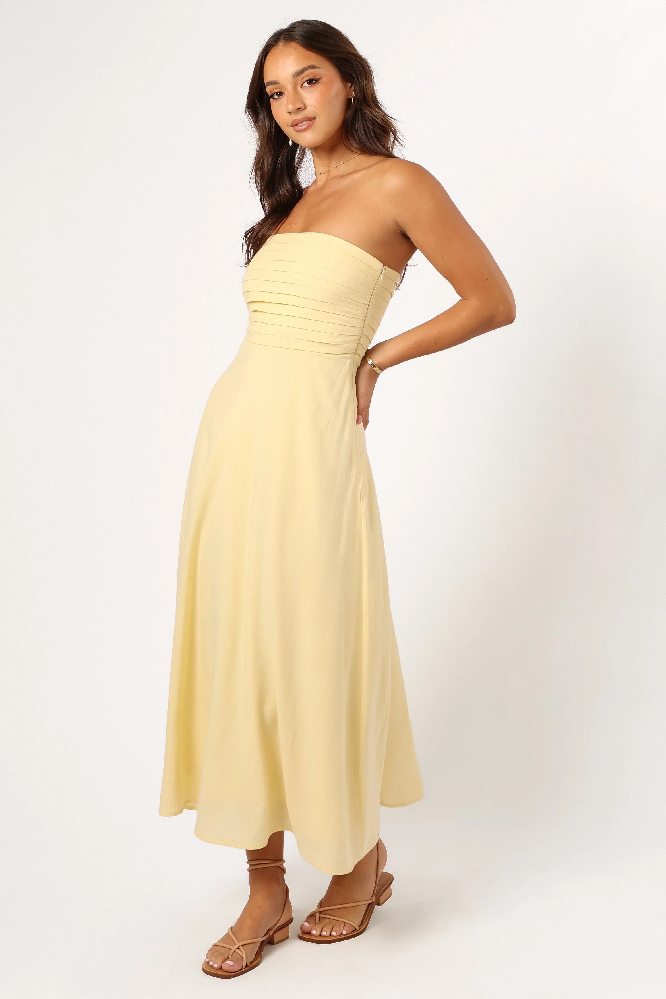 Kenna Strapless Maxi Dress Butter Yellow