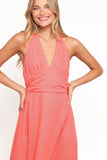 Marie Halterneck Maxi Dress Coral