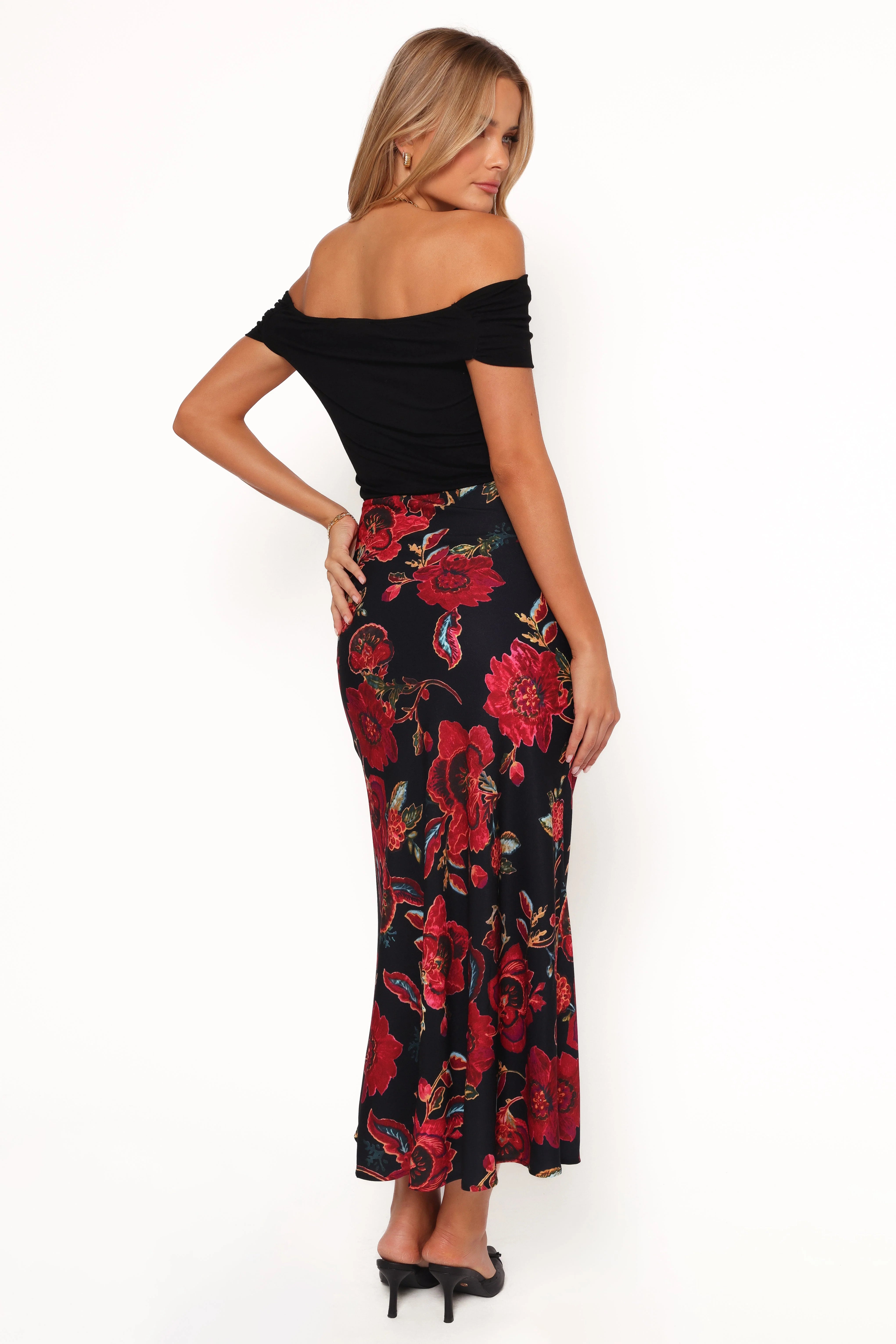 Evie Maxi Skirt Black Floral