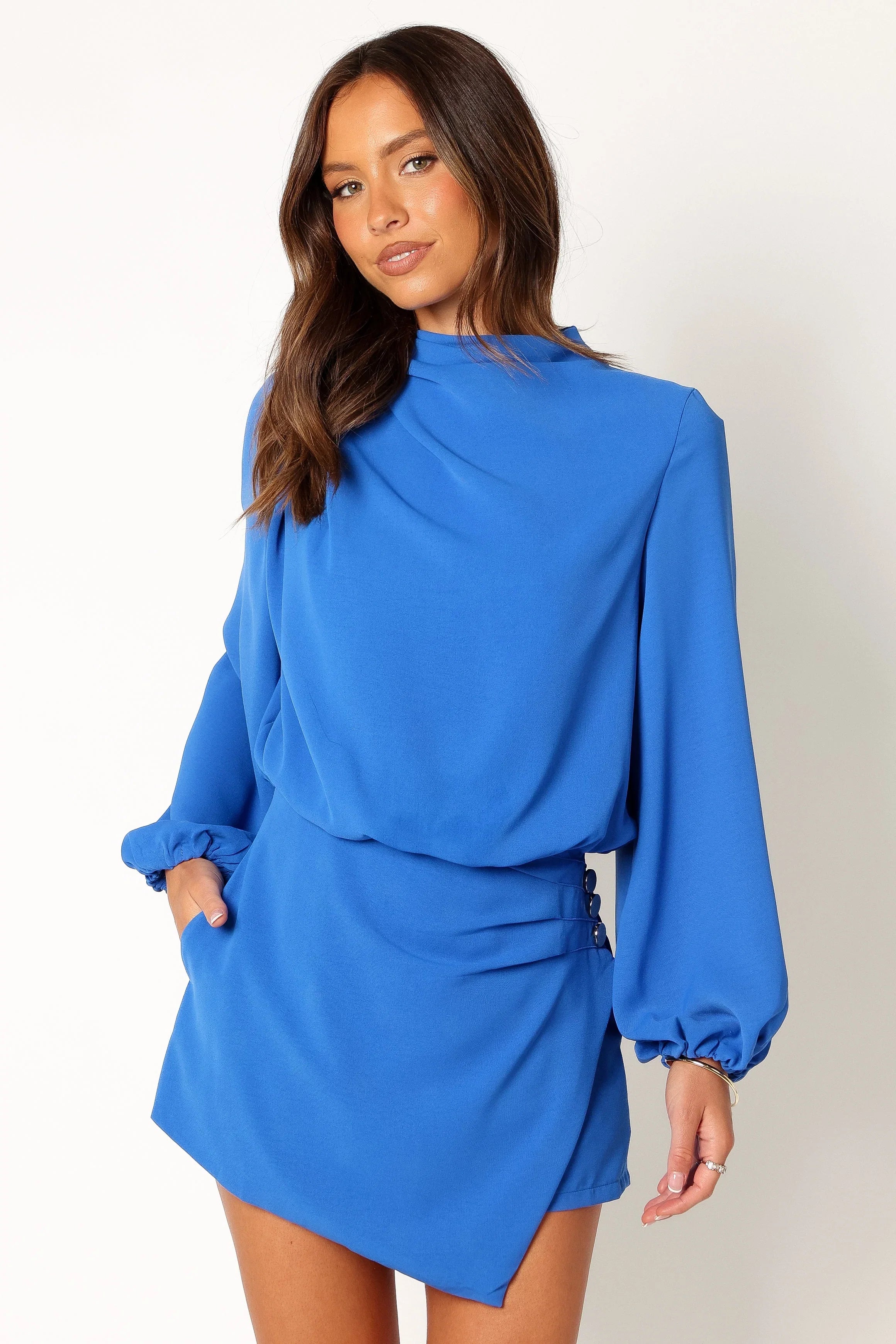 Galen Long Sleeve Romper Paris Blue