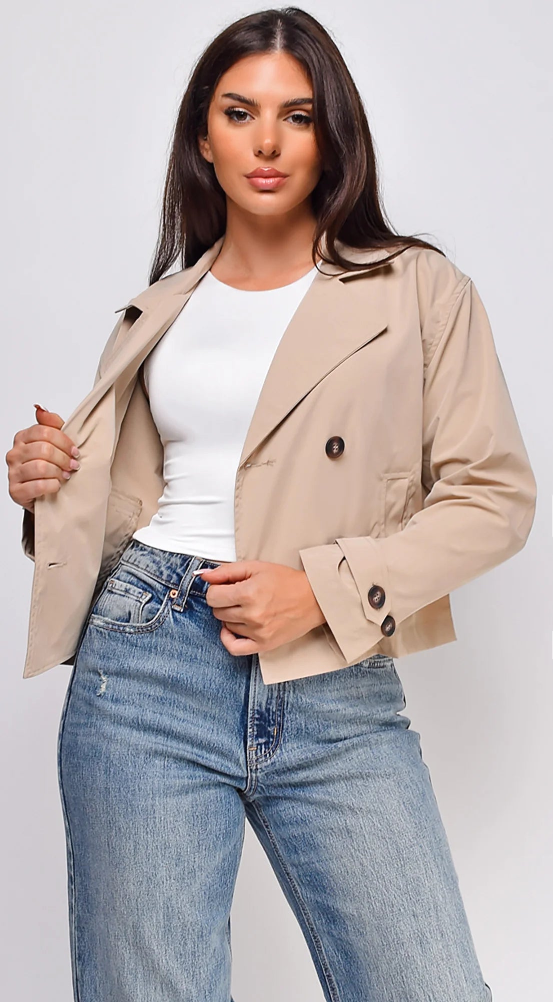 Iana Cropped Trench Jacket Beige