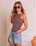 Delvin Striped Ribbed Knit Tank Top