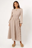 Jimi Long Sleeve Maxi Dress Brown Stripe