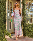 Soft Glow Slip Abstract Polka Dot Maxi Dress