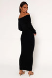 Archie Off the Shoulder Midi Dress Black