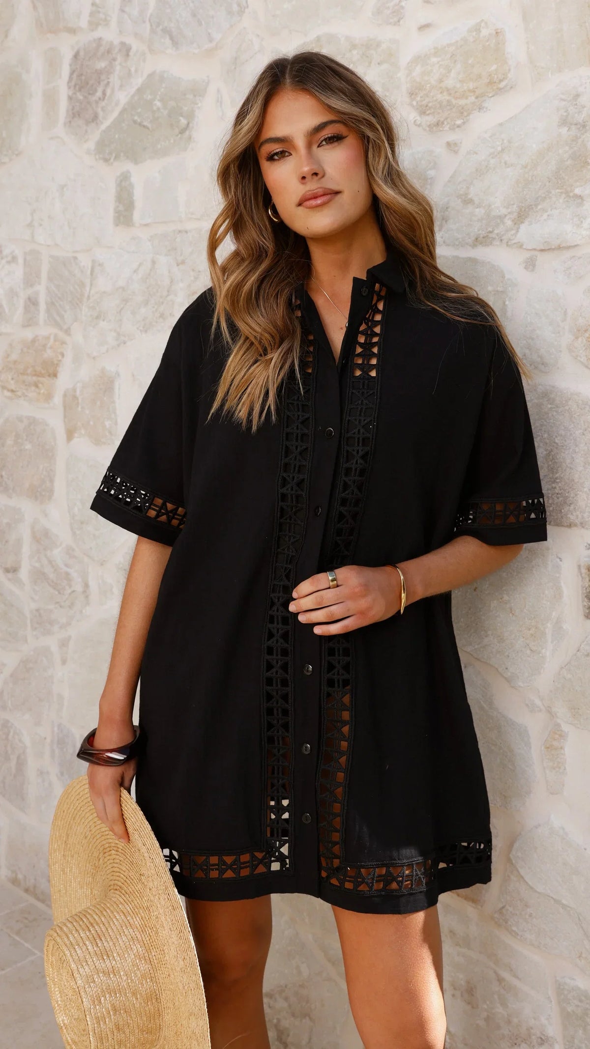 Halia Mini Shirt Dress Black