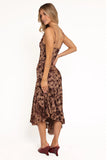 Lolita Midi Dress Brown Floral