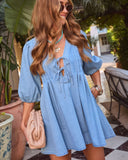 Terez Denim Front Tie Mini Dress