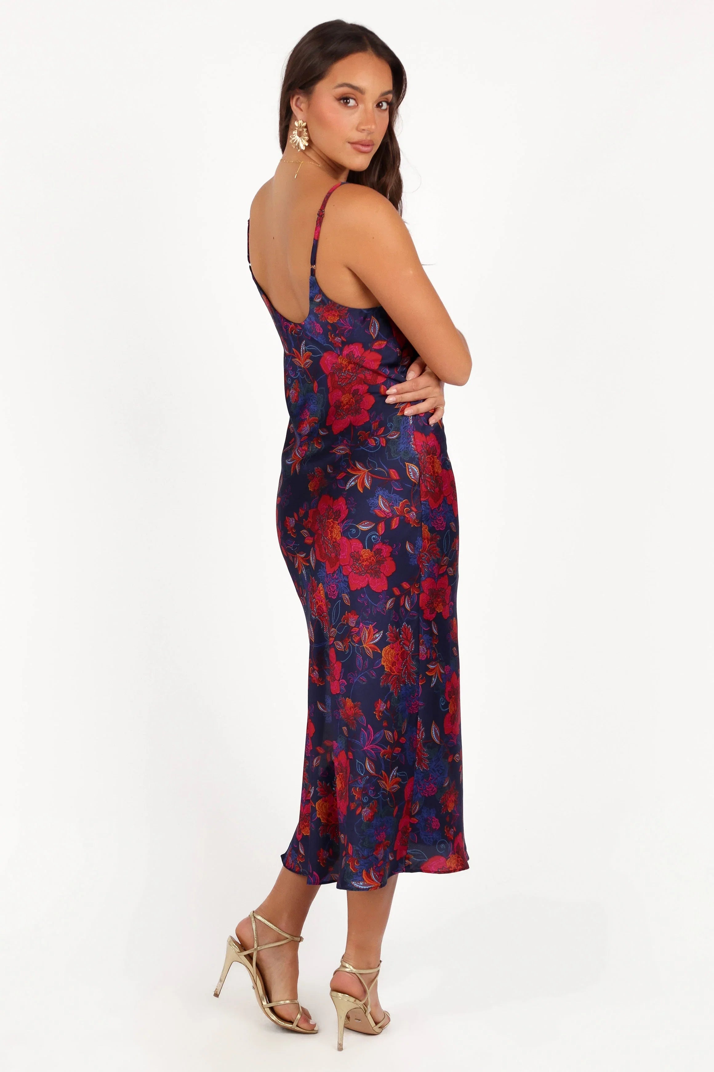 Lenore Midi Dress Midnight Pomegranate
