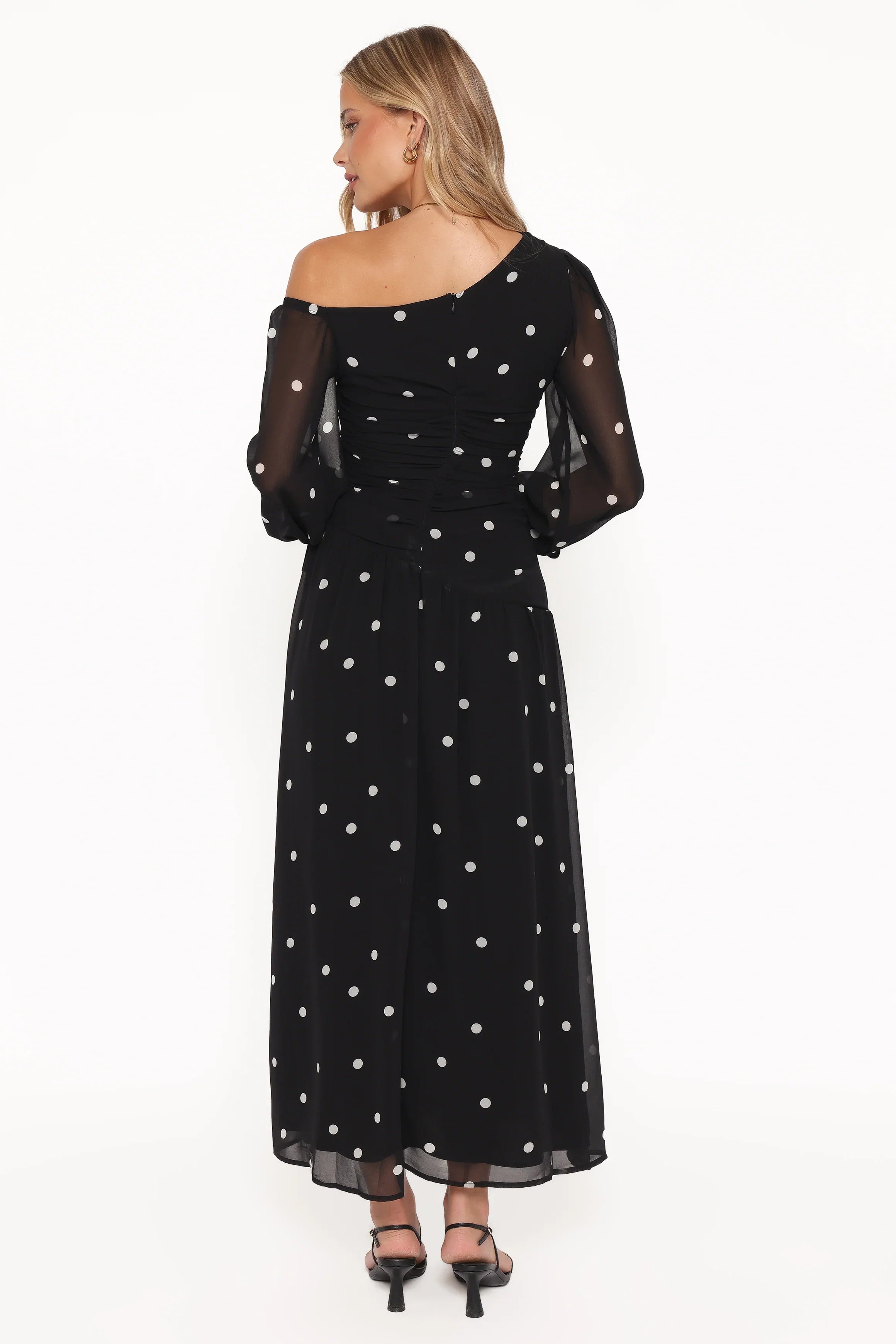 Levine Maxi Dress Black Polka Dot