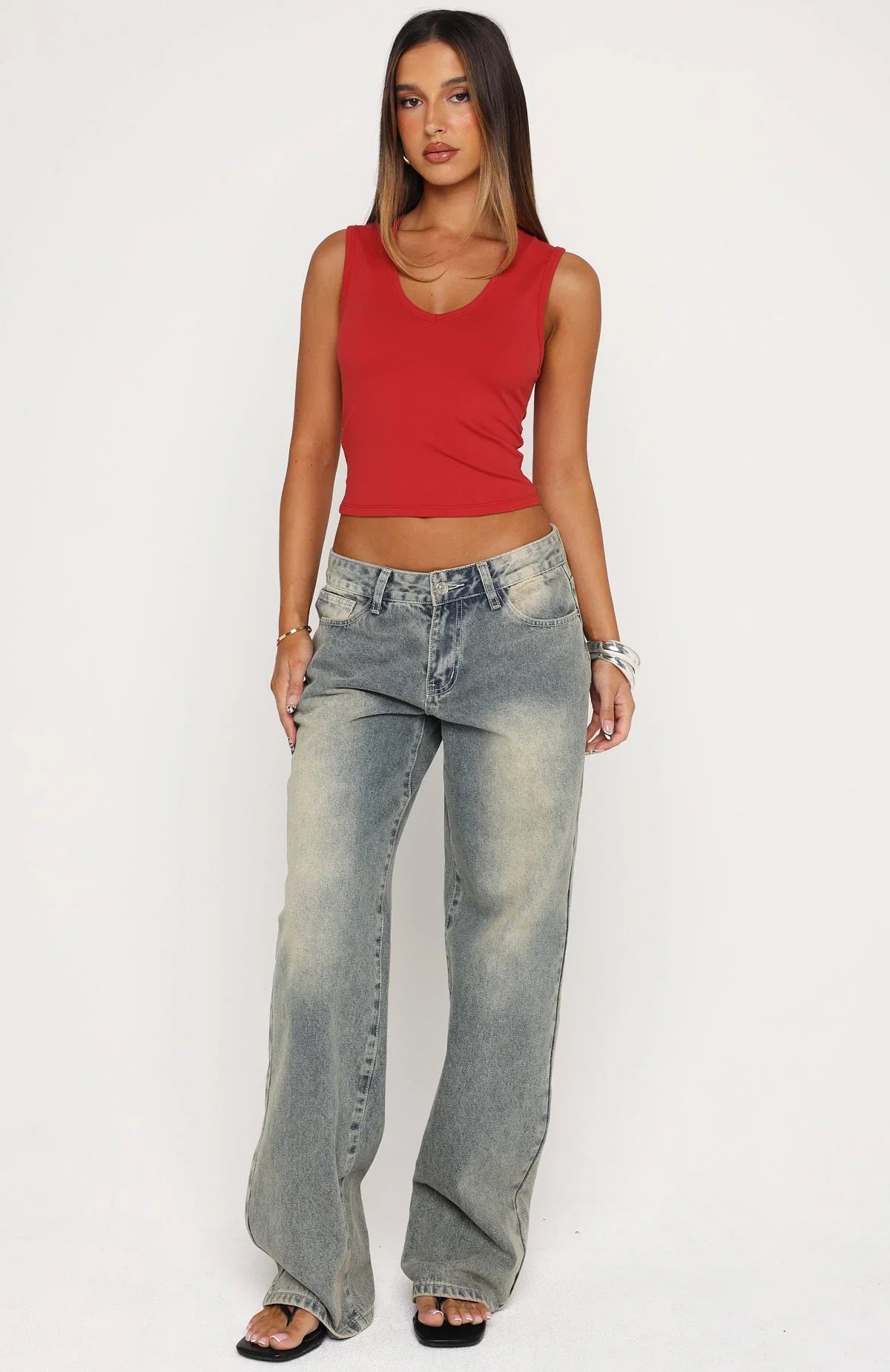 All Around You V Neck Top Red