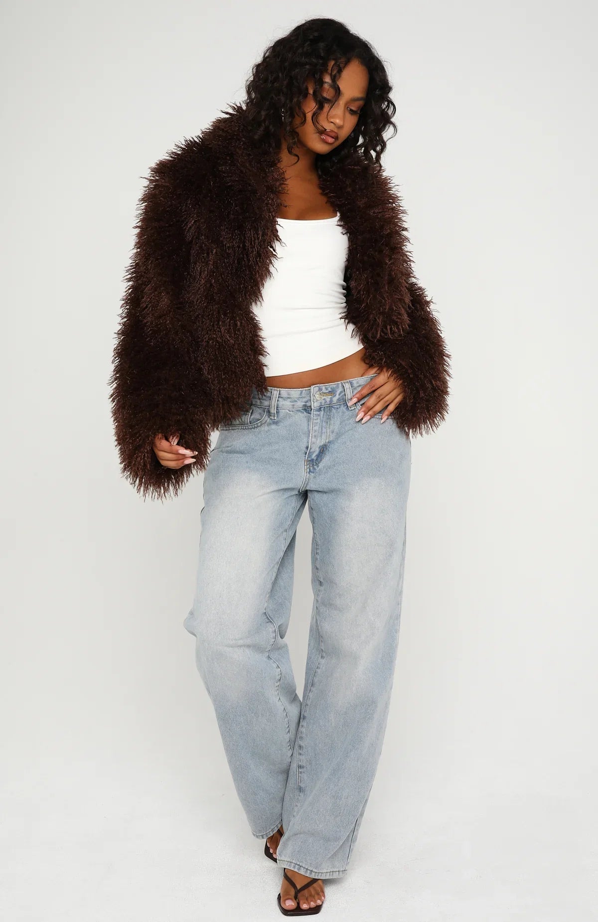Weekend Away Faux Fur Jacket Chocolate