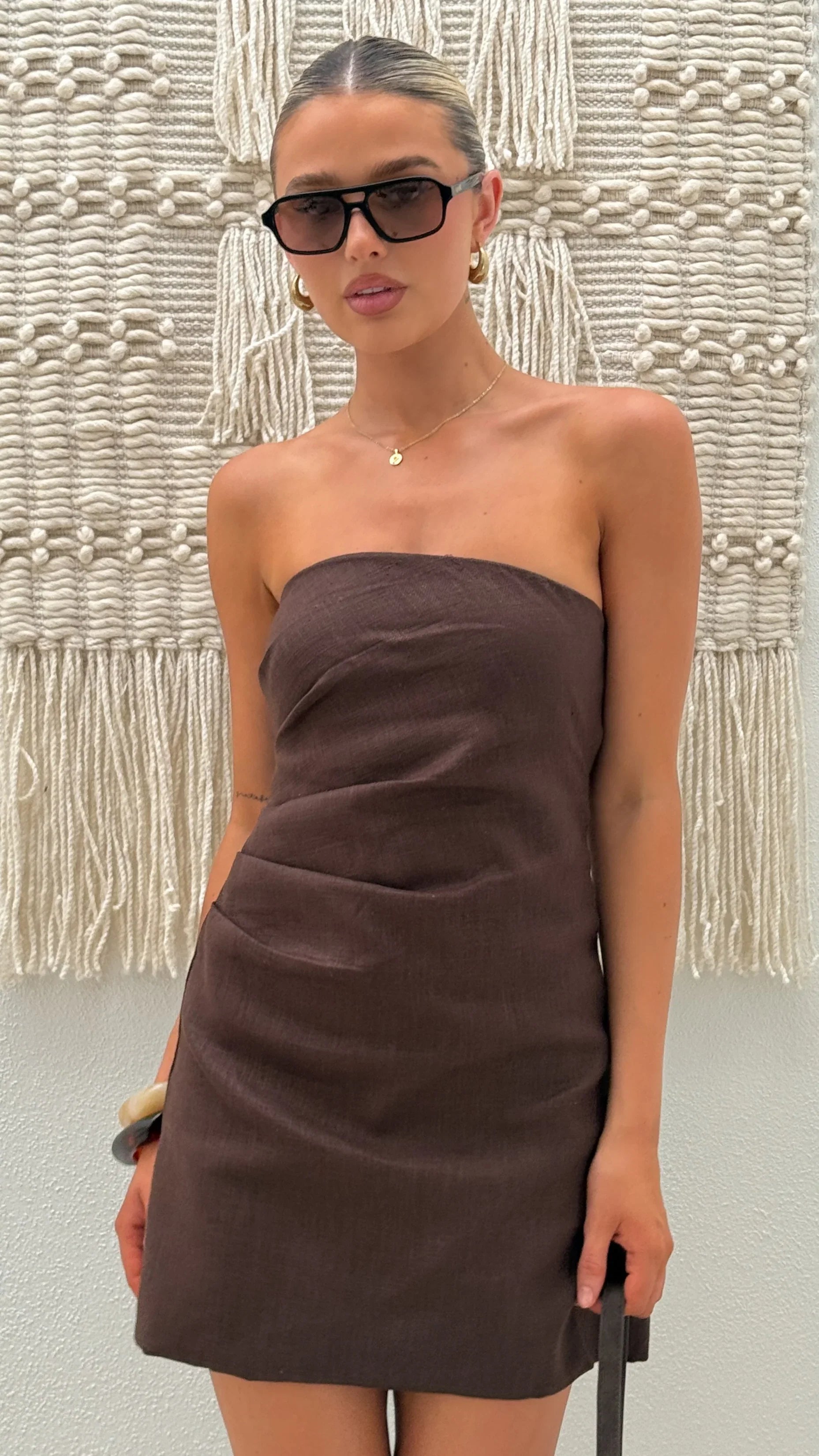 Dana Strapless Mini Dress Chocolate