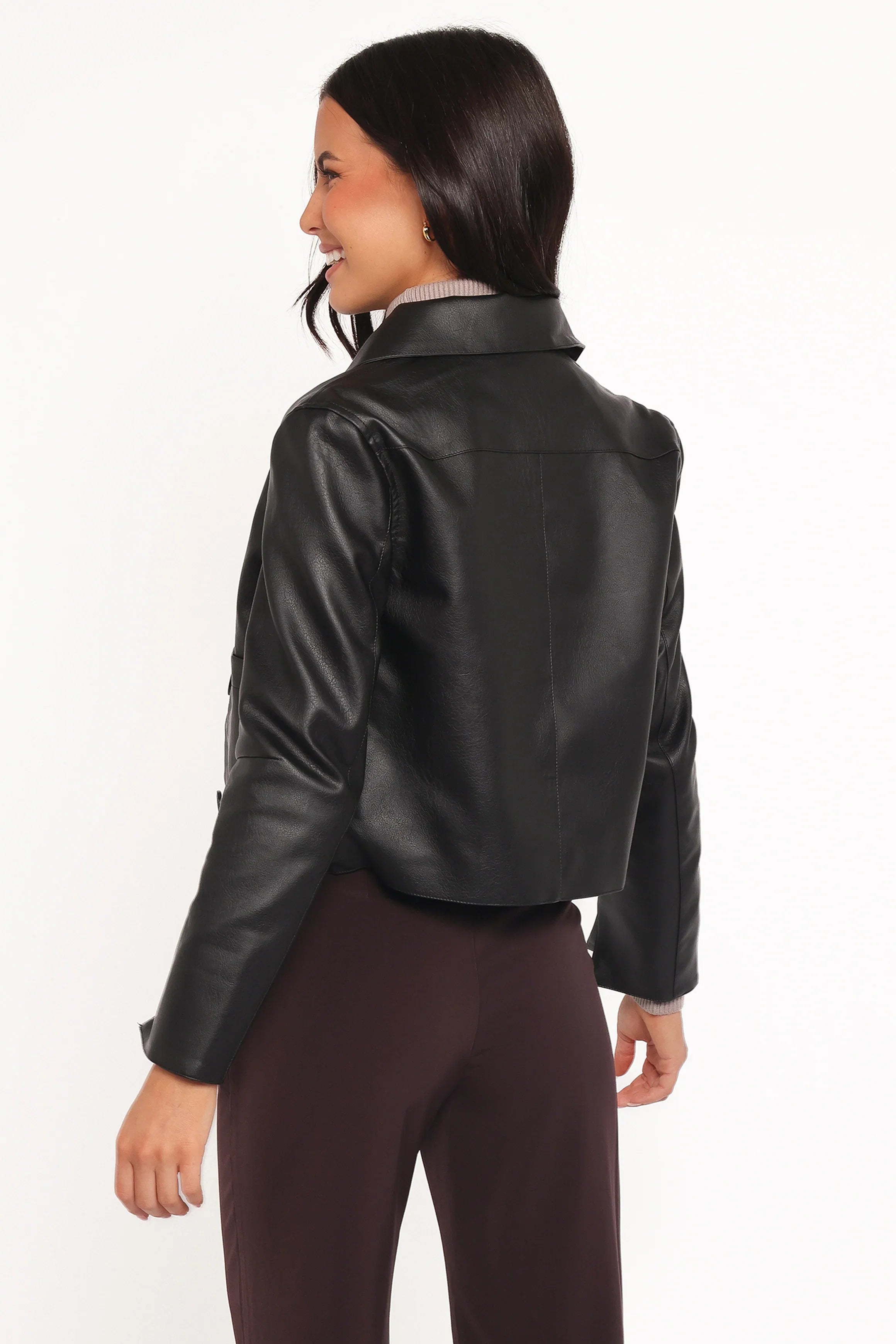 Hope Crop Faux Leather Jacket Black