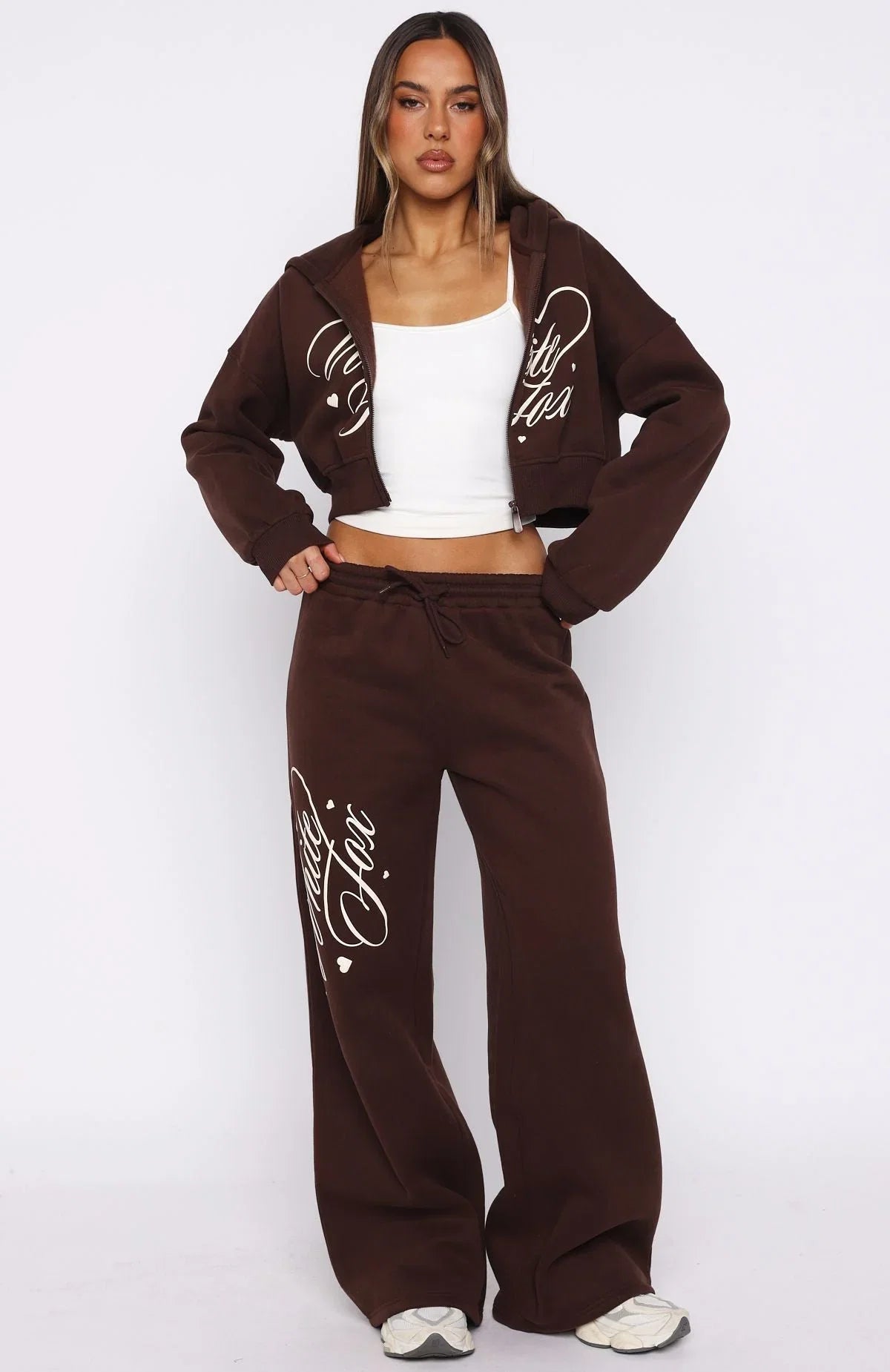 Love You Regardless Wide Leg Sweatpants Chocolate